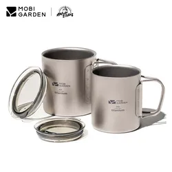 MOBI GARDEN Camping Titanium Cup Light Weight Outdoor Portable Water Coffee Cup BackPacking Trekking 300L 450ML