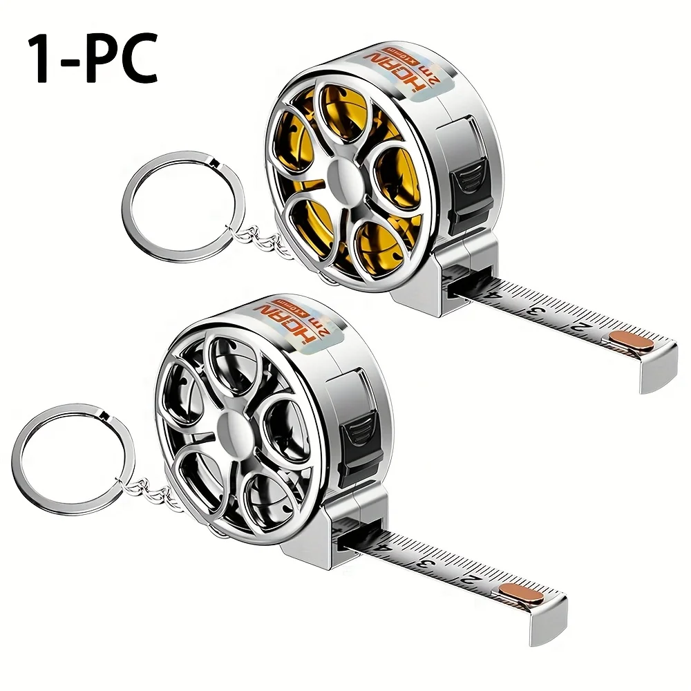 Mini Cinta Métrica Multiusos para Llavero, 2M, de Acero, Delicada y Pequeña, con Escala Métrica e Imperial Dual