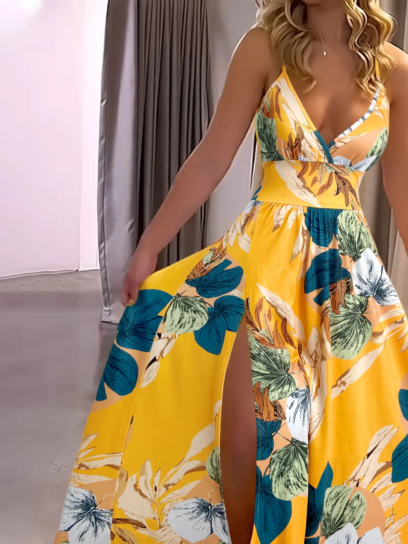 2025年 レディース サスペンダードレス ハイウエスト スリム スリット バックレス ストラップ セクシー パーティー ファッション イブニング サテン ロングドレス 女性用