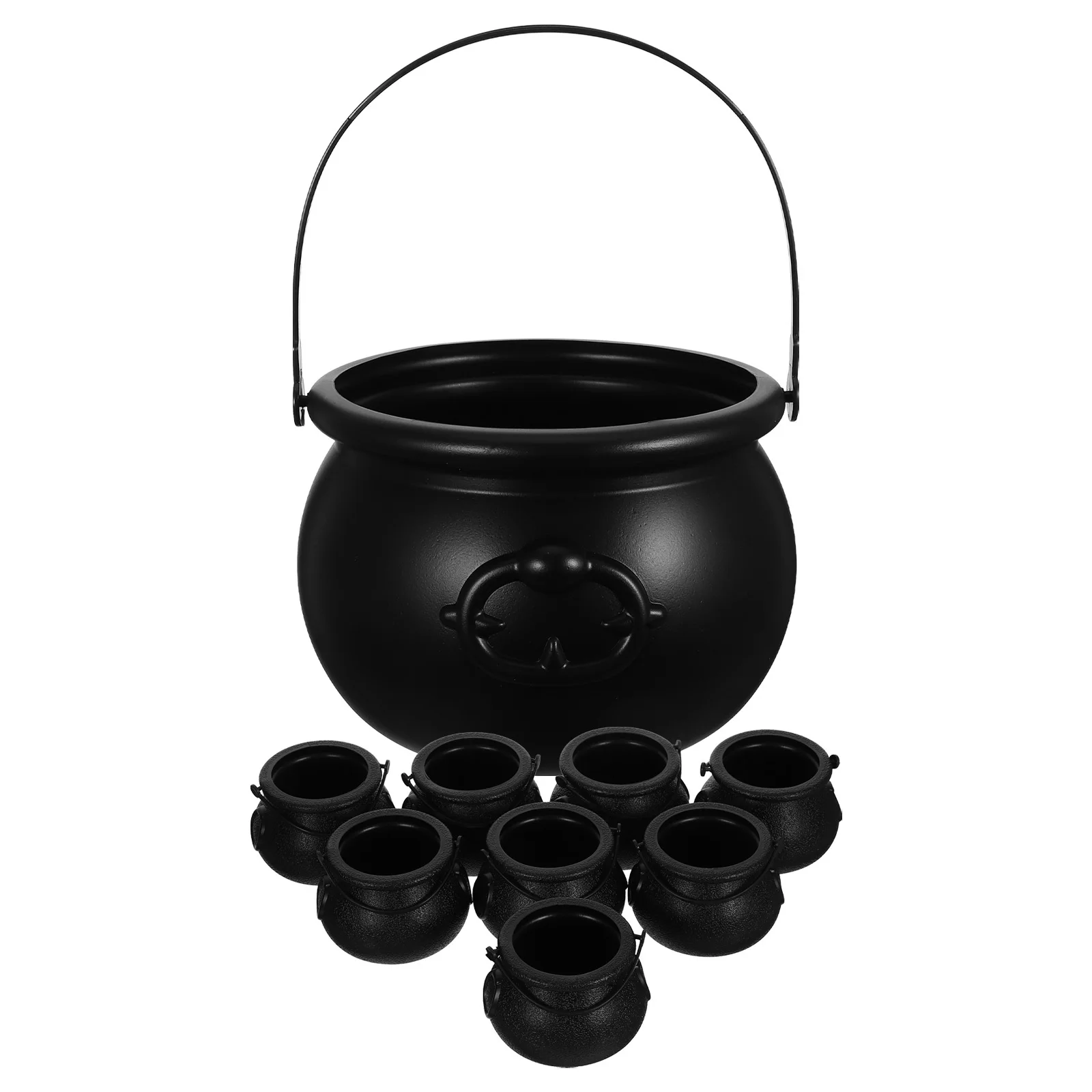 

9pcs Halloween Cauldron Bucket Large Witch Candy Bowl For Party Decorations Trick Or Treat Holder Plastic Cauldron Candy Jar