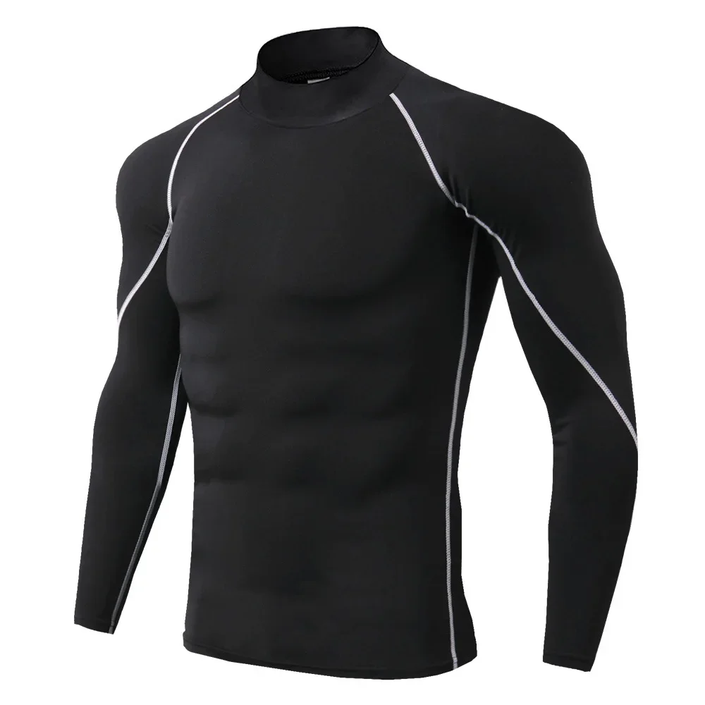 Camisa de compressão ajuste seco treino fitness apertado manga longa camisas esportivas dos homens correndo camiseta treinamento jogging topo ginásio roupas esportivas