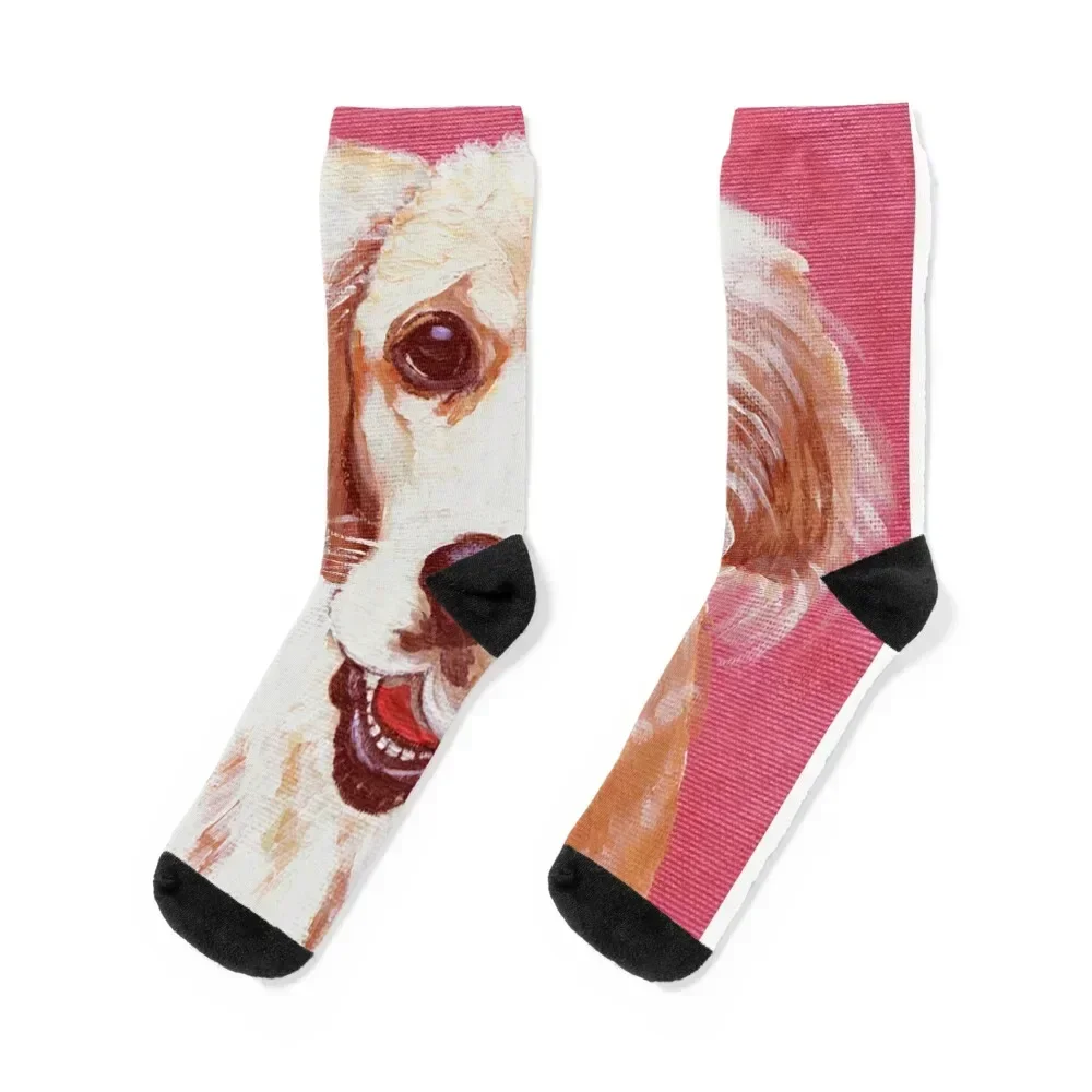 

DOG: Golden Retriever Puppy *Floyd*~Pop Art~Original Painting~LilyKoArt Socks soccer anti-slip cartoon Run Socks Female Men's