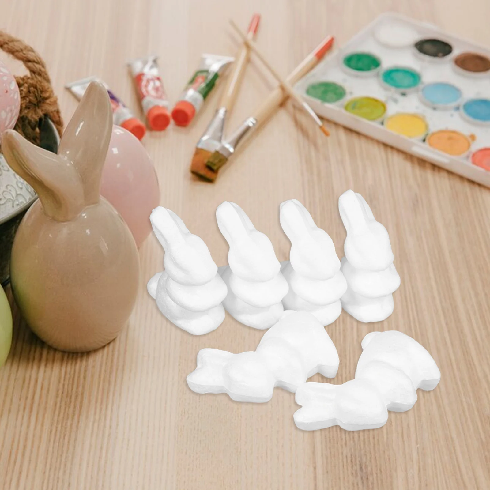 6 Stück niedliche Kaninchen-Ornamente aus Schaumstoff, DIY-Handwerk für Kinder, handbemalte Dekorationen, glattes, sicheres Material, ideal für Osterpartys zu Hause