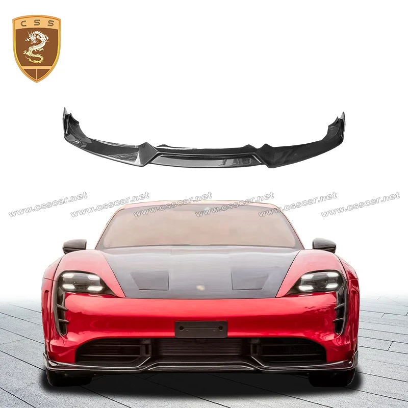 Front Bumper Spoiler Lip Splitter For Porsche Taycan CMT Style Carbon Fiber Bumper Lip Diffuser Cover Protector Modified Kit