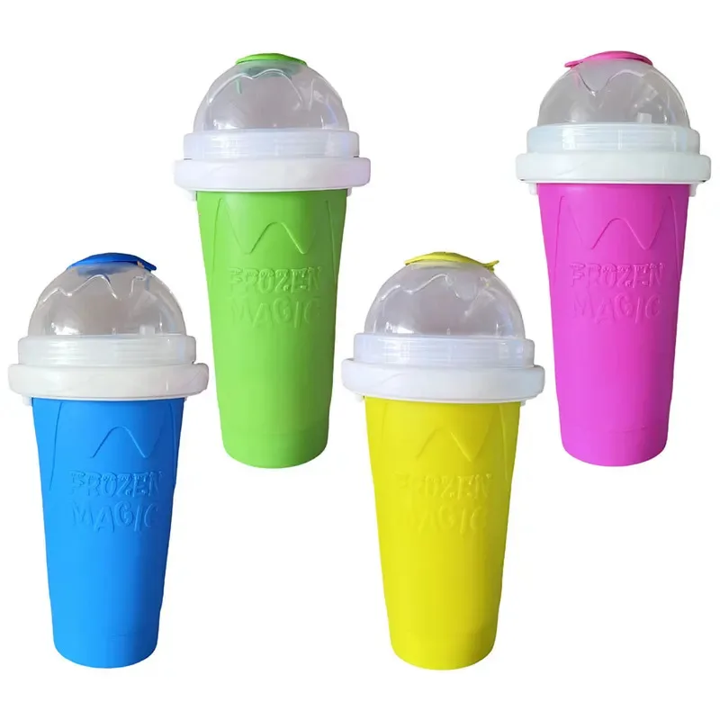 

Silicone Slushy Maker Cup with Lid - Quick Frozen Juice Milk Ice Cream Smoothie for Summer
