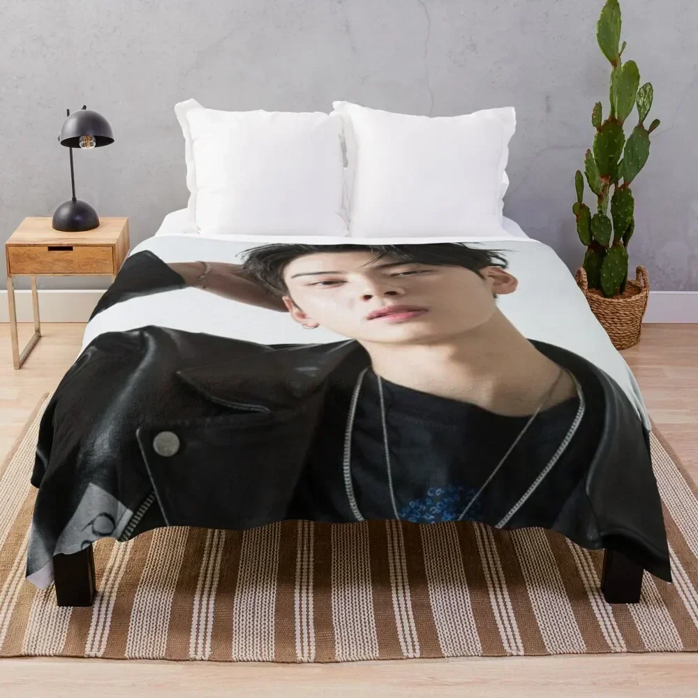 Astro Cha Eun-woo Throw Blanket Warm Cozy Throw Blanket for Living Room Couch