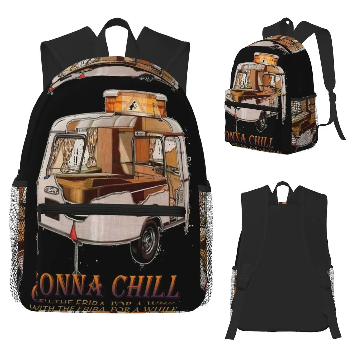 

CHILLING WITH ERIBA Студенческий рюкзак Школьная сумка Походный дорожный рюкзак для мужчин и женщин Книжная сумка Сумки на плечо