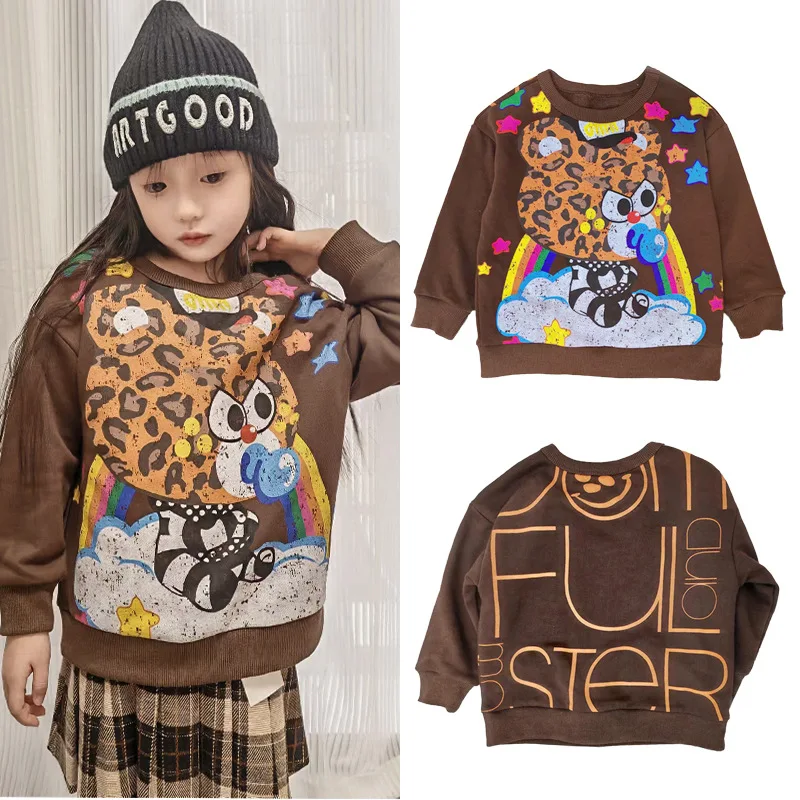 

Kids Sweatshirt 2024 New Winter Autumn Boys Girls Cute Cartton Print Sweaters Baby Child Cotton Outwear Tops Clothing