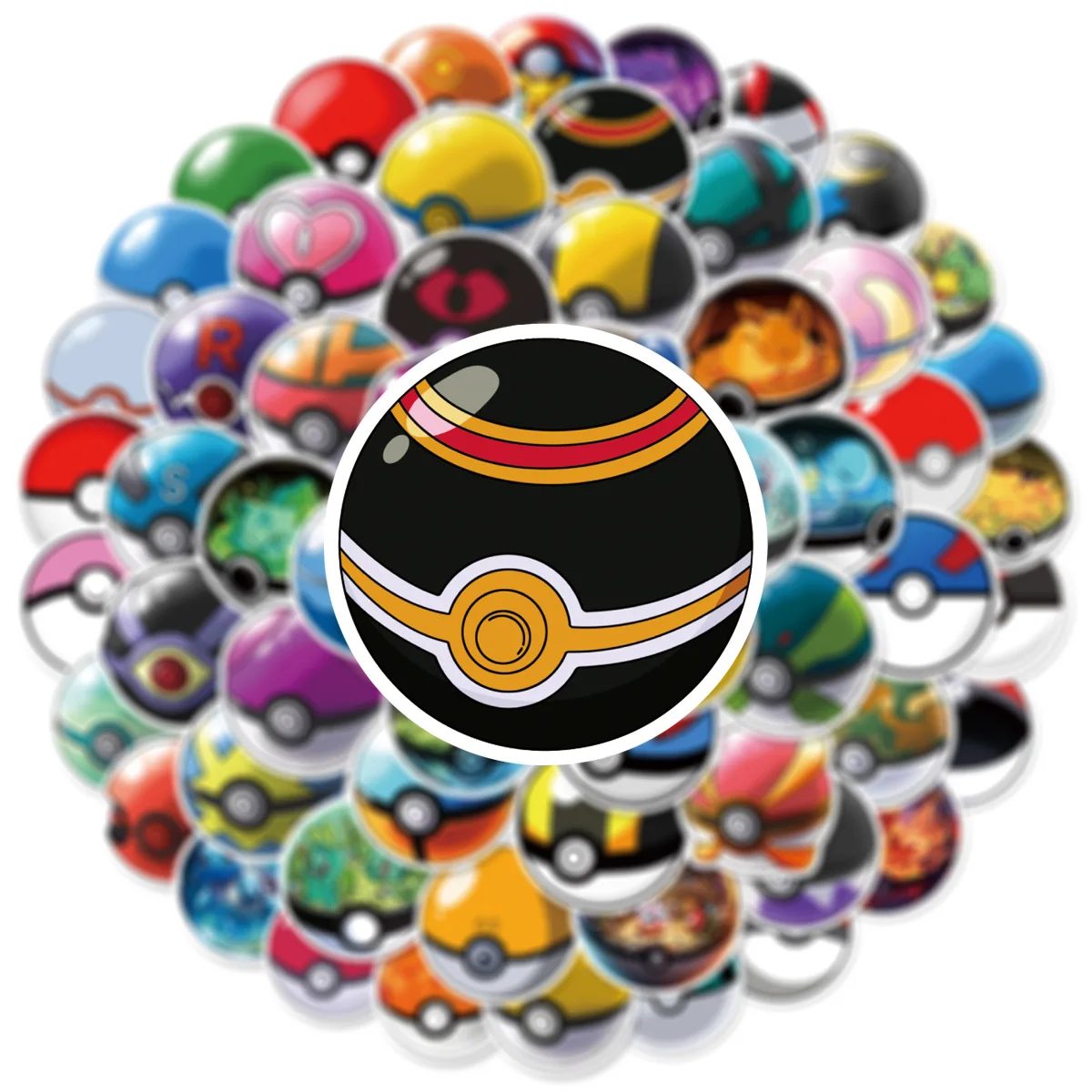 60PCS 만화 포켓몬 공 낙서 스티커 전화 태블릿 책상, 파티 장식 방수 어린이 고정 스티커
