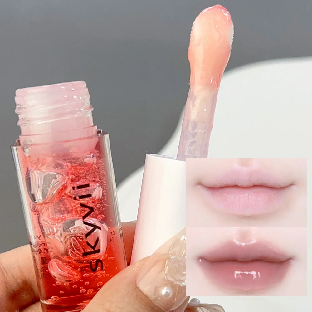 Waterdichte Transparante Jelly Lip Olie Glas Lipgloss Niet-plakkerige Hydrateert Lip Tint Lippen Voller Lippenstift Koreaanse Make-Up Cosmetische