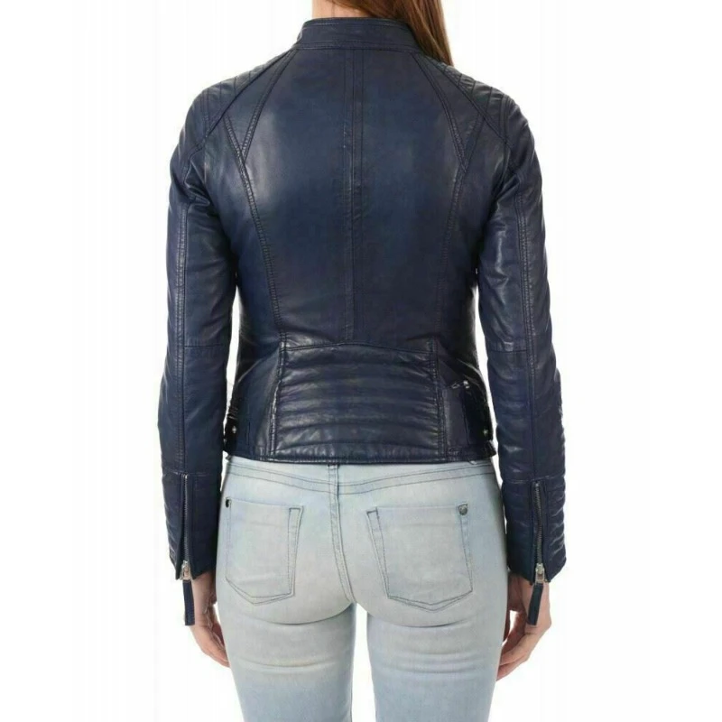 Women's Urban Slim Fit Genuine Sheepskin Pure Leather Jacket Nightclub Wear Coat