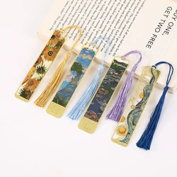 1PC Retro Oil Painting Bookmark Metal Bookmark Brass Metal Classical Cute Style Student Gift Cultural Creative Hollow Bookmark