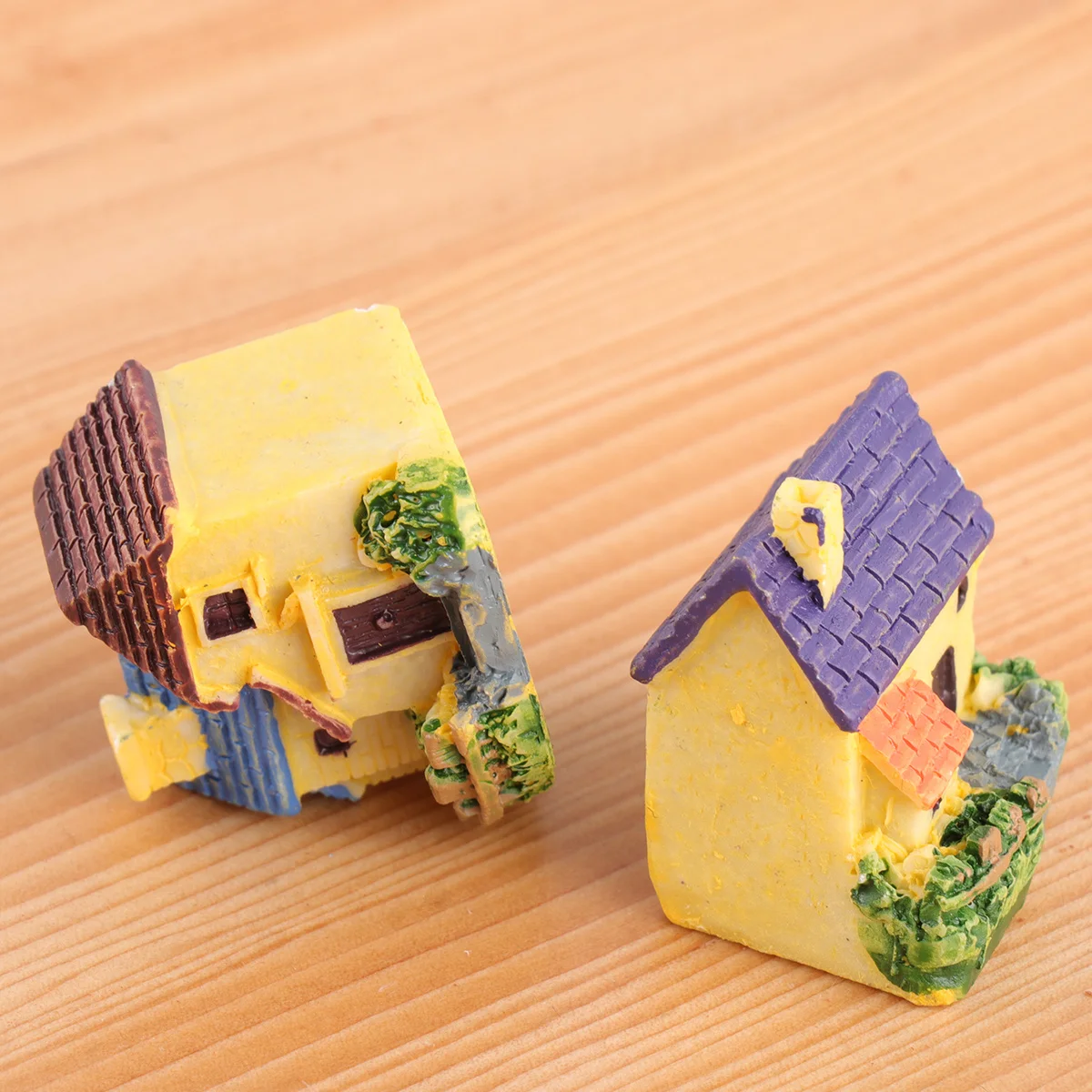 

4pcs Micro Landscape Villa Miniature Resin Houses For Bonsai Garden Decor Diy Moss Terrarium Ornament Mini Collection