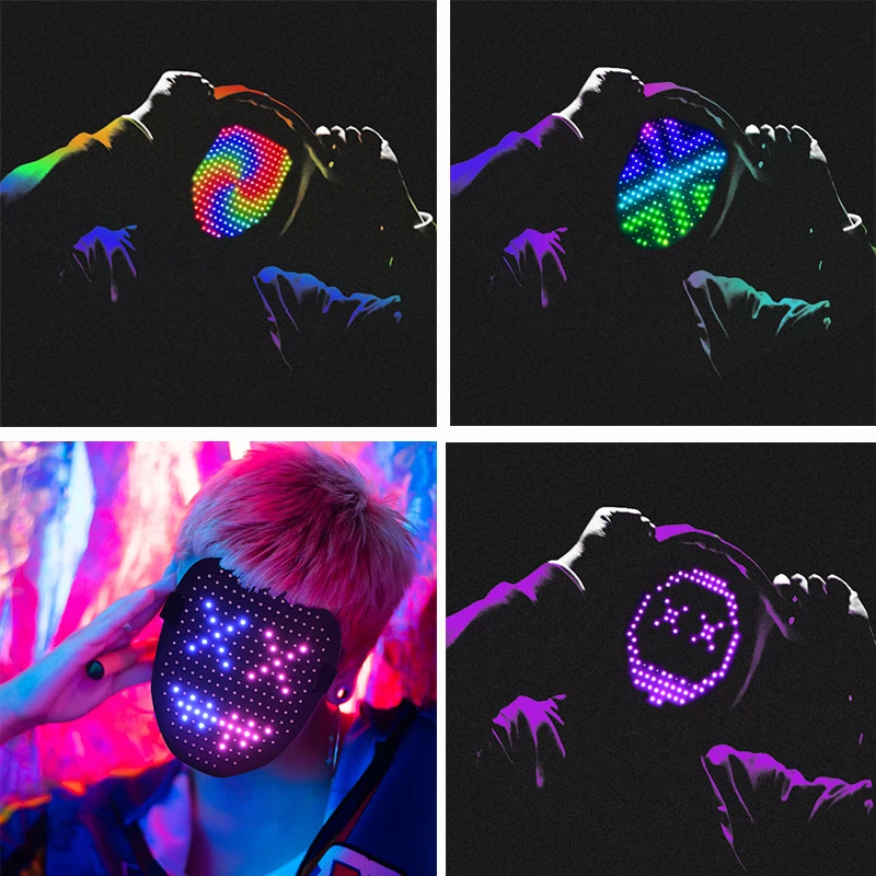 

New Arrival LED Colorful Full Face Mask Gesture Controlled Light Mask Glowing For Carnival Performance Party