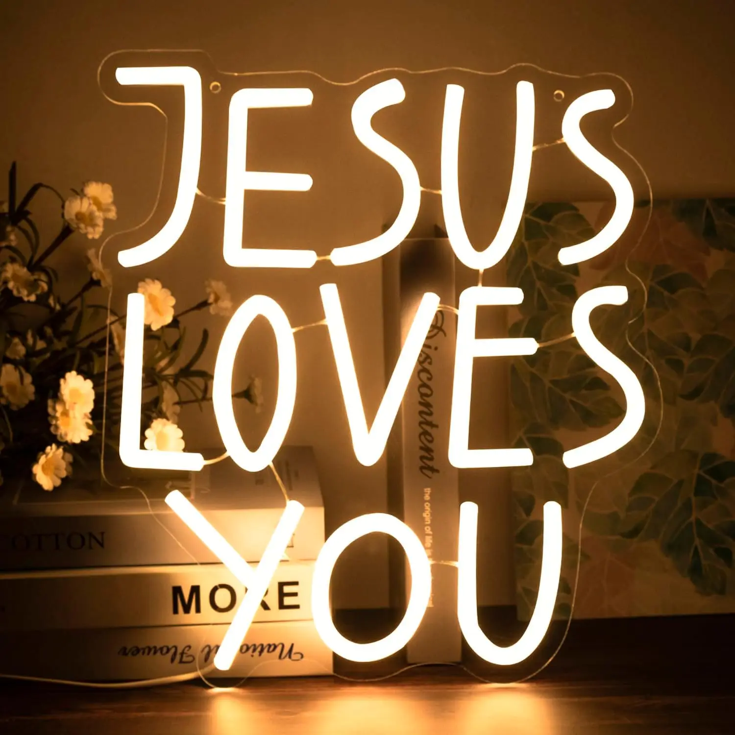 Jesus Loves You Neon Sign USB Led Light for Jesus Christian Wedding Home Party Religious Bedroom Decoration personnalisé Gift