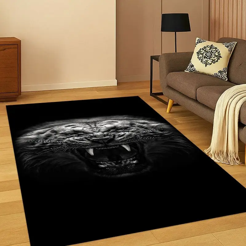 Tiger Beast Wildlife Cartoon Carpet Rug for Bedroom Living Room Sofa Playroom Doormat Home Decor,Kid Game Area Rug Non-slip