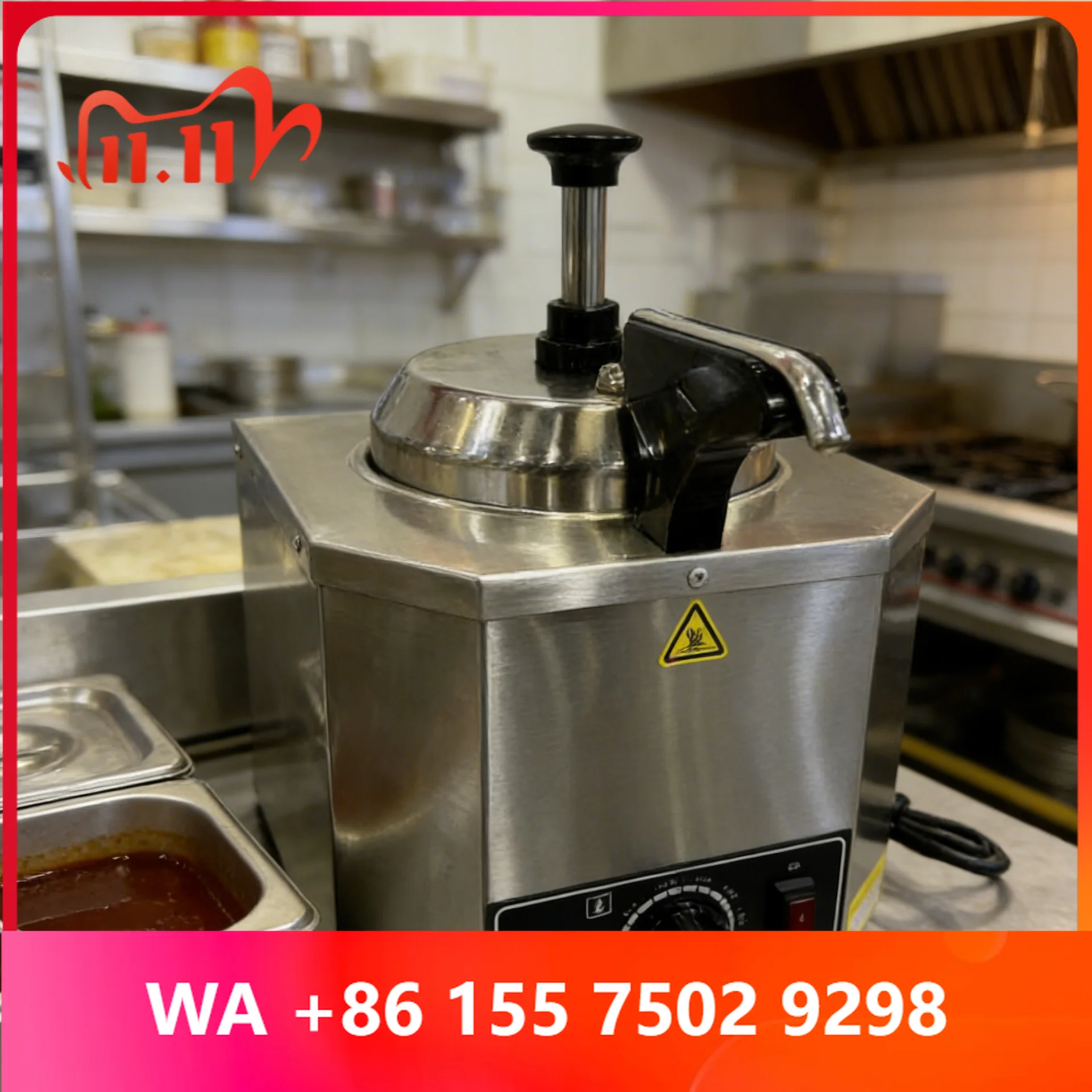 Food-Gr Stainless Steel Sau Warmer 3L Capacity 30-85 Temperature Adjustment for Nacho Cheese Hot Fudge Chili
