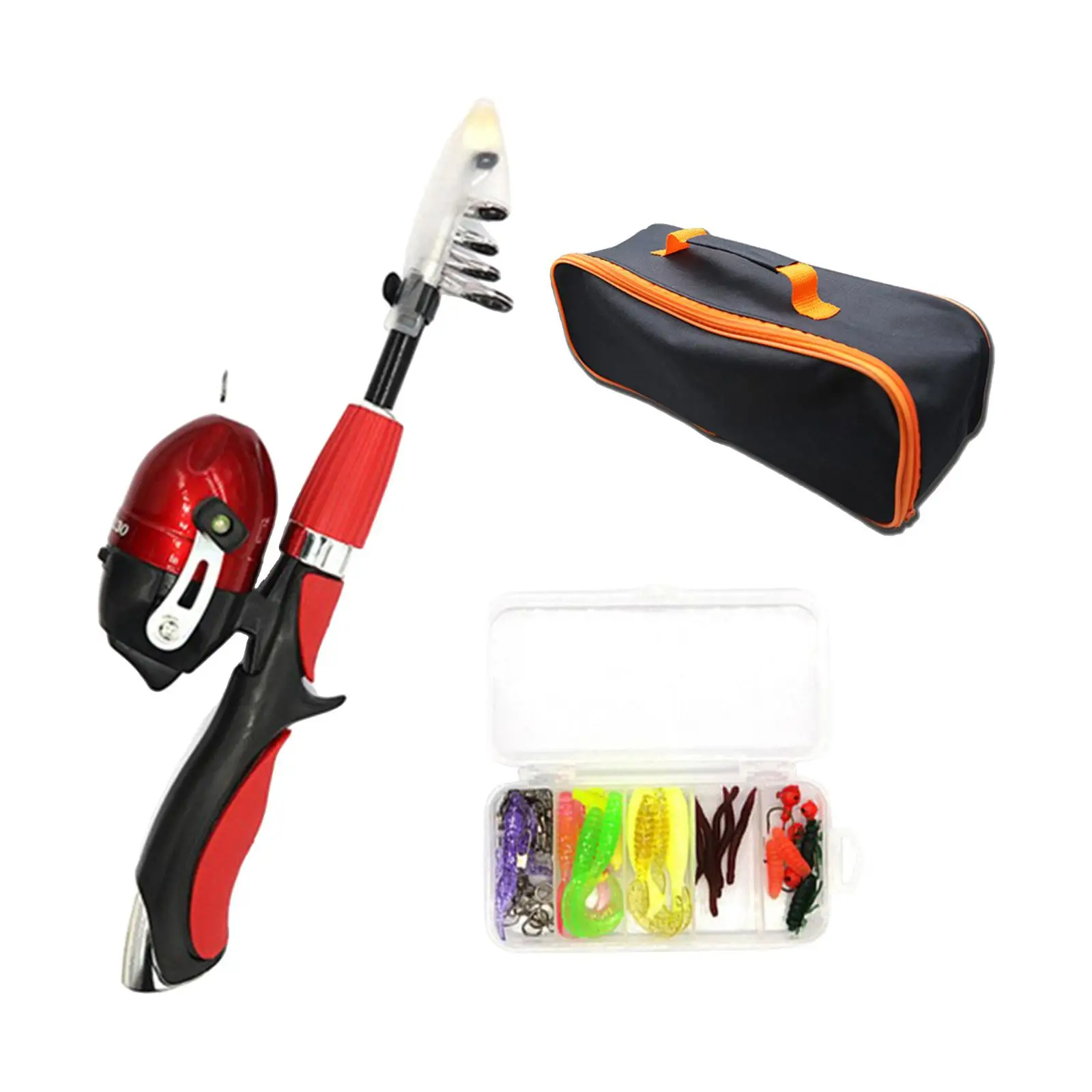 Imagem -02 - Portátil Telescópico Pesca Vara e Carretel Combo Kits para Crianças Crianças Iniciantes Viagens Carry Bag