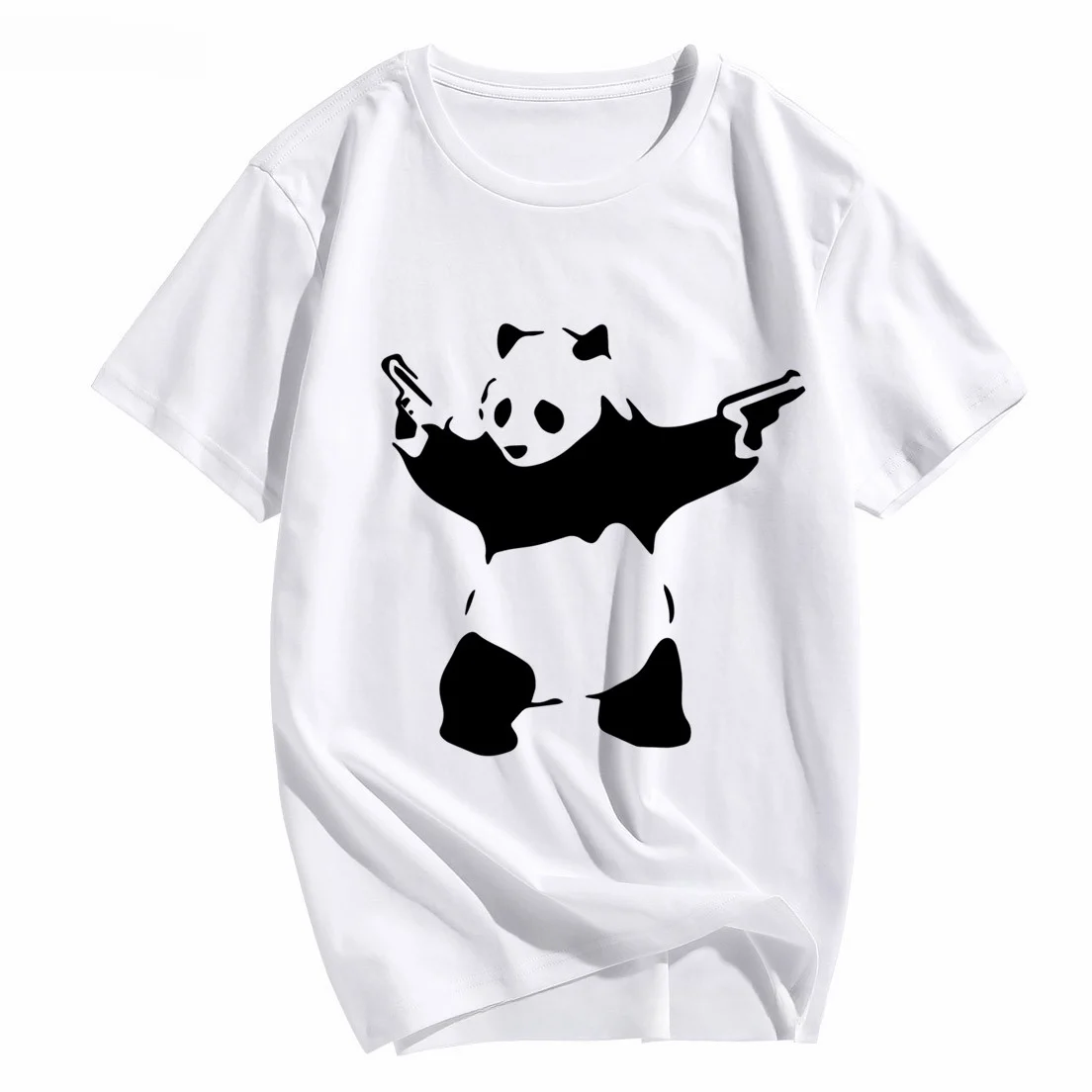 Women Summer Unisex Short Sleeves O-Neck Hipster T-shirt Casual Clothes Men Flower Thrower Banksy Panda Guns Urban Art T-shirt