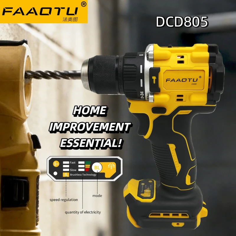 

FAAOTU DCD805 20V Brushless Cordless Impact Drill Electric ScrewdriverMultiFunction Hand Drill Tool Suitable for DW battery