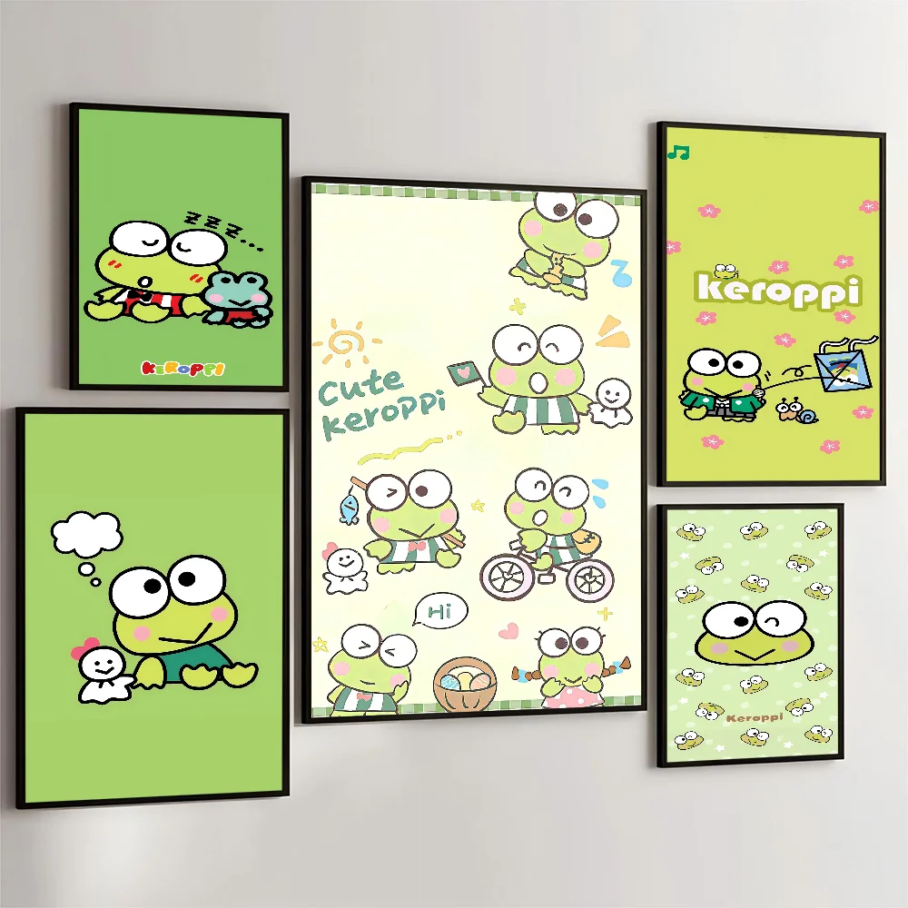 Śliczne Kero Kero Keroppi samoprzylepny plakat artystyczny biały papier drukuje plakaty grafika estetyczna sztuka malarstwo ścienne