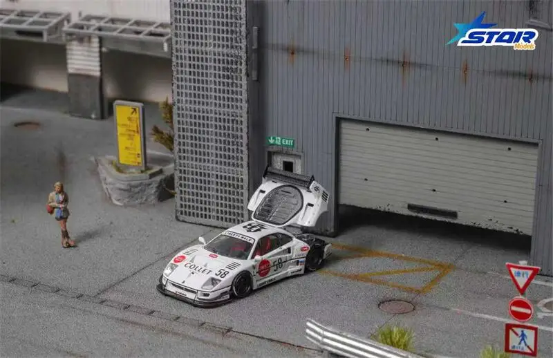 1:64 F40 LB-Works Widebody Martini #23 White #58 Diecast Collector's Vehicle Model Car