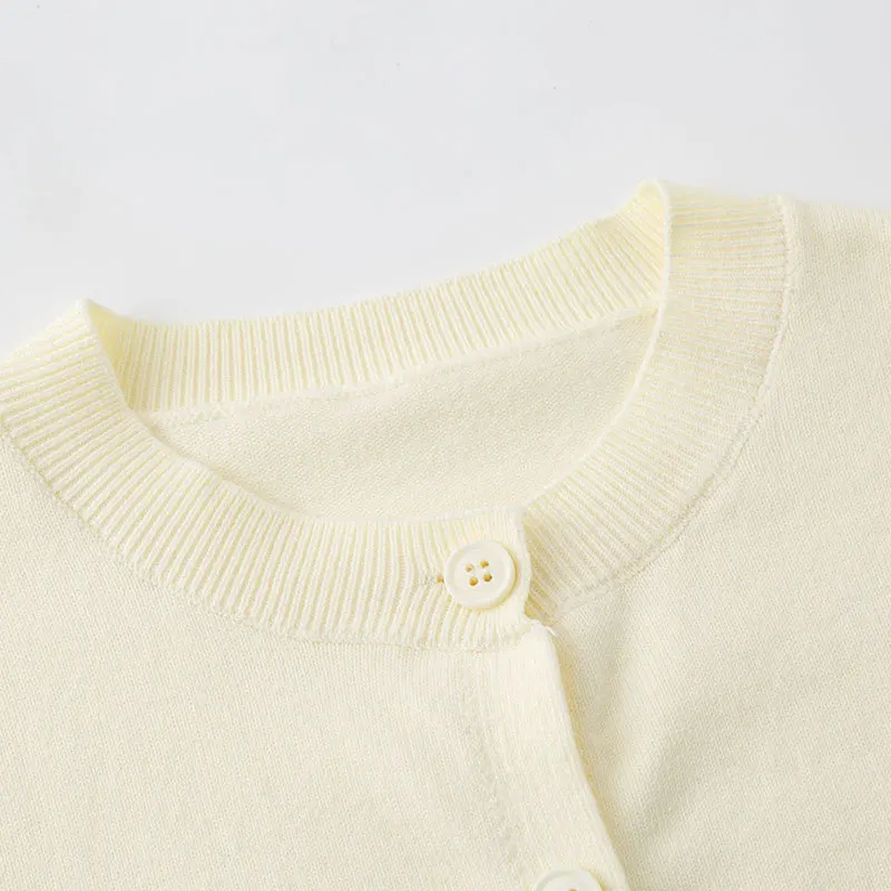 2026 European and American new spring and autumn cotton thread girls baby knitted cardigan jacket children's thin outer sweater