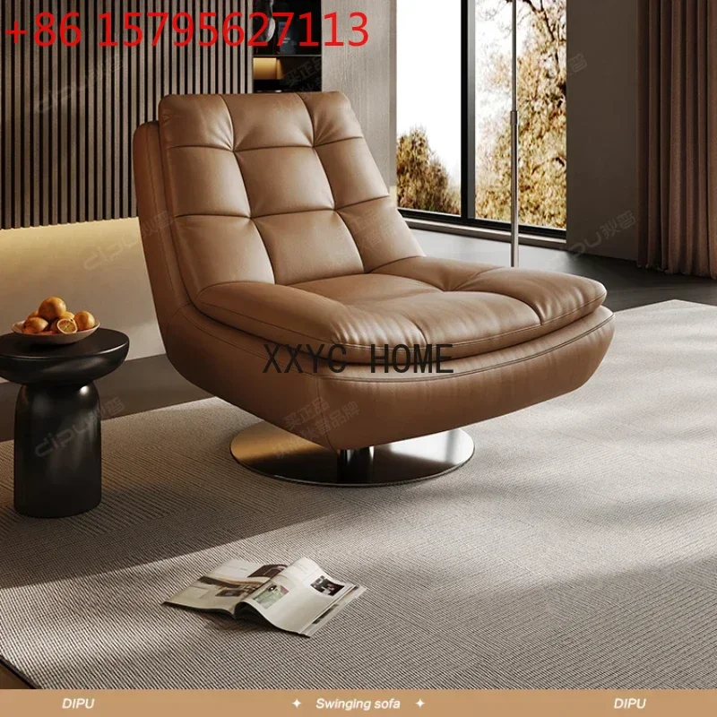 

Genuine Leather Couch Single Minimalist Cream Style Living Room Small Apartment Bedroom Leisure Chair