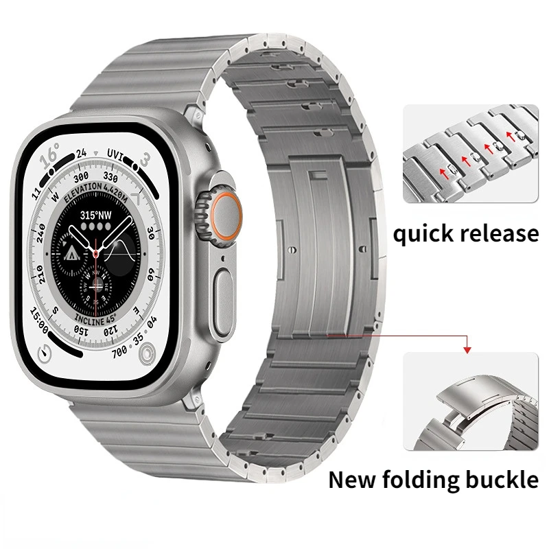 

Titanium Strap For Apple Watch Ultra/2 49mm 46mm 45mm 44mm 41mm 42mm 40mm Lightweight Convenient Bracelet 10 9 8 7 6 5 4 3 SE/2