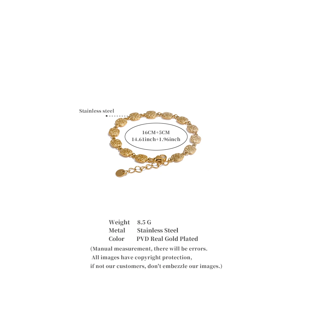 Yhpup Fashion Stainless Steel Square Chain Bracelet Bangle for Women Rust Proof Personalized Charm Wrist Jewellery Gift