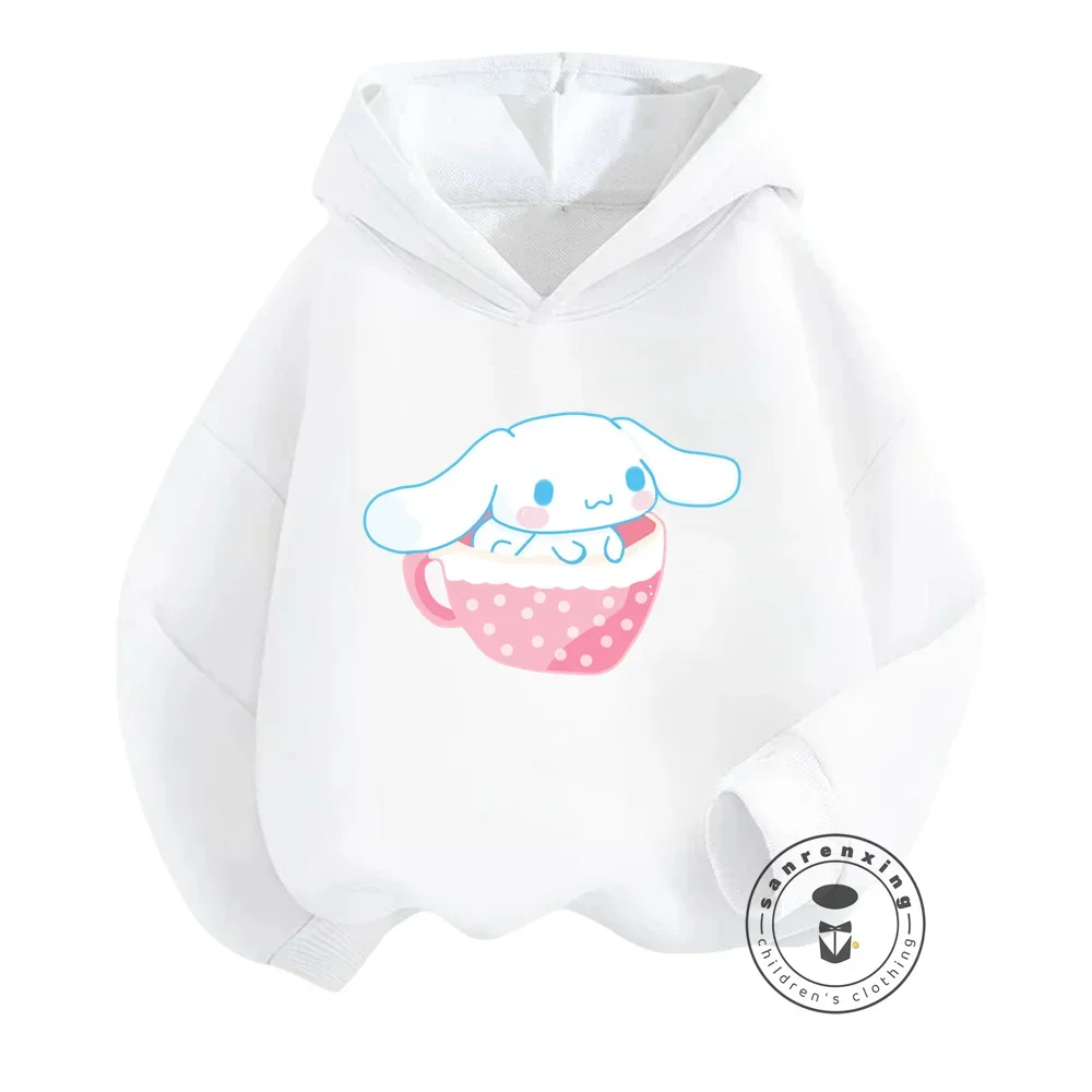 Kawaii Cinnamoroll Sweatshirts for Children Offering Soft Long Sleeves Vibrant Anime Graphics Sanrio Tops for Autumn Winter Fun