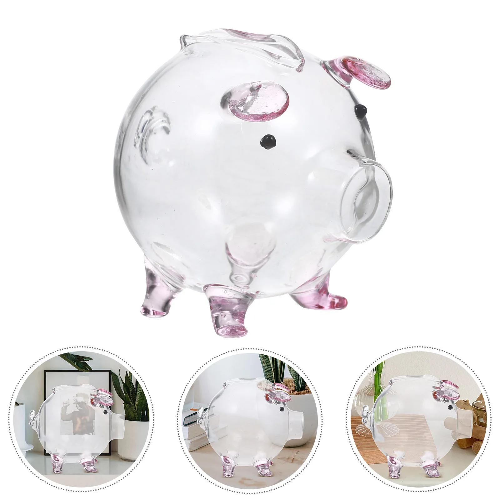 Hoog borosilicaatglas spaarpot transparant helder varkensvorm cartoon muntautomaat creatieve spaarpot voor meisjes kinderen