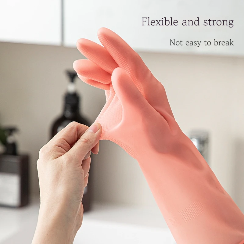 Household latex cleaning gloves, food grade kitchen cooking, dishwashing, household chores, laundry, thick and durable gloves