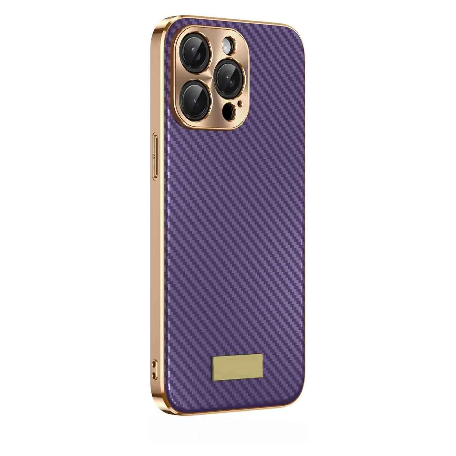 

Чехол для iPhone 16 Pro Max/16 Pro/16 из углеродного волокна, текстура из натуральной кожи, гальванизированный бампер, тонкий чехол, противоударный чехол для мобильного телефона