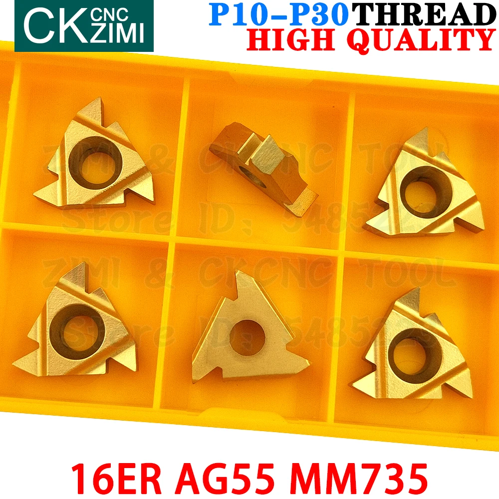 16ER AG55 MM735 إدراج كربيد يسار يمين داخلي خيط خارجي أدوات إدراج مترابطة RT16.01W G55P MMT16ER AG55 CNC أدوات خراطة معدنية
