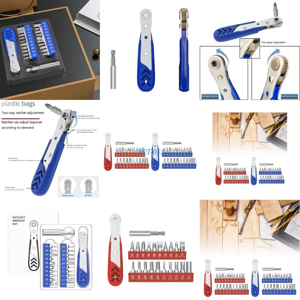 

E15A Hexagon Ratchet Spanner Mini Quick Release Socket Tools Household Handle Repair