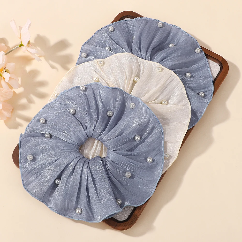 

Высококачественная супер-фея, сетчатая повязка на голову с имитацией жемчуга и плиссированной текстурой, веревка для волос с цветочным принтом, аксессуар для хвоста