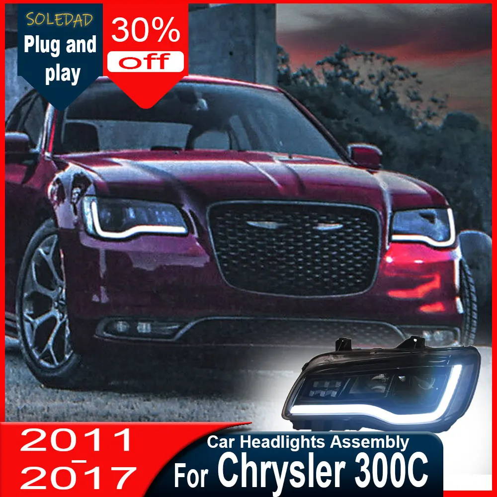 For Chrysler 300C LED Headlight 2011 2012 2013 2014 2015-2017 Headlights 300C DRL Turn Signal High Beam Angel Eye Projector Lens