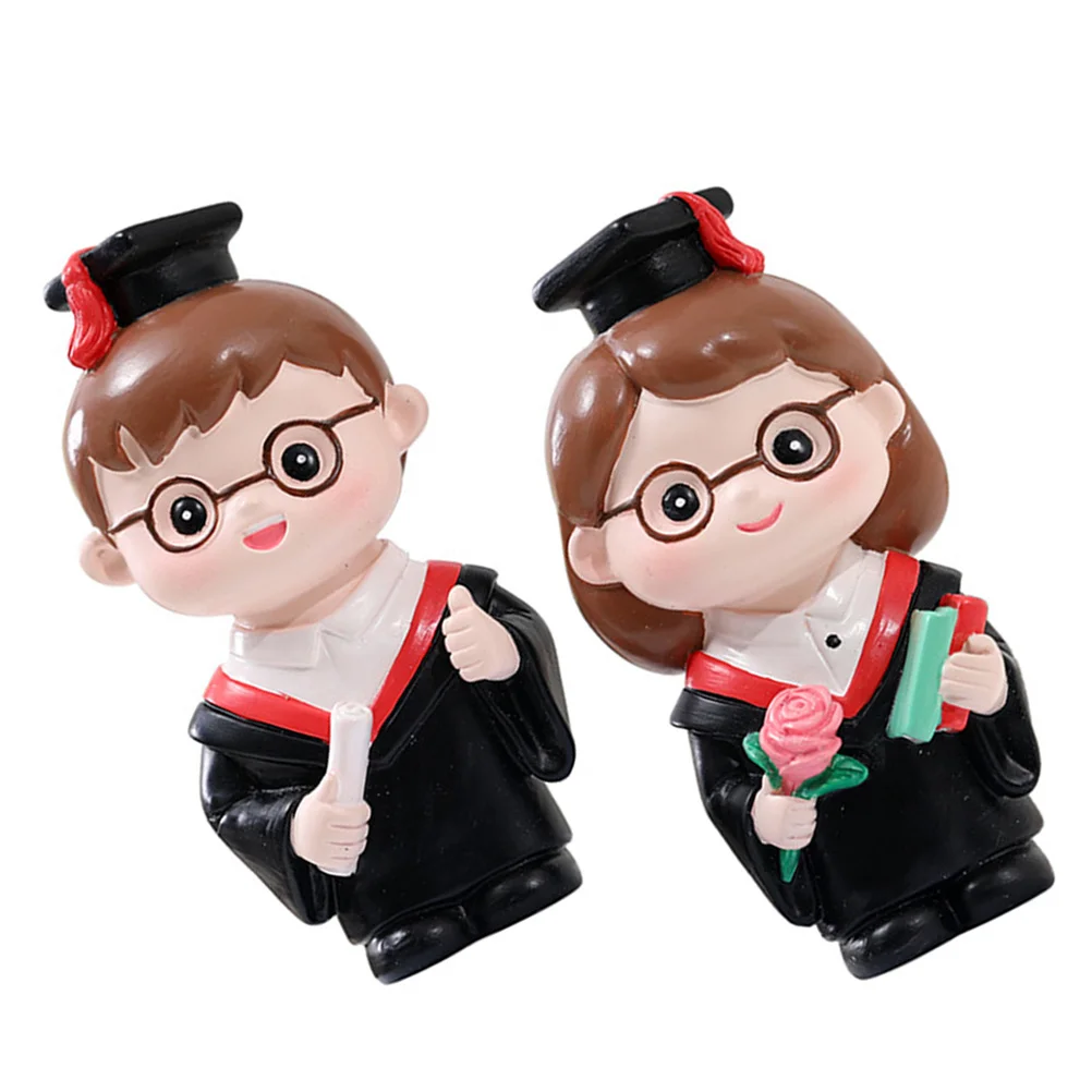 

2 Pcs Gender Doctor's Ornaments Decor for Shelves Resin Graduation Centerpieces Man
