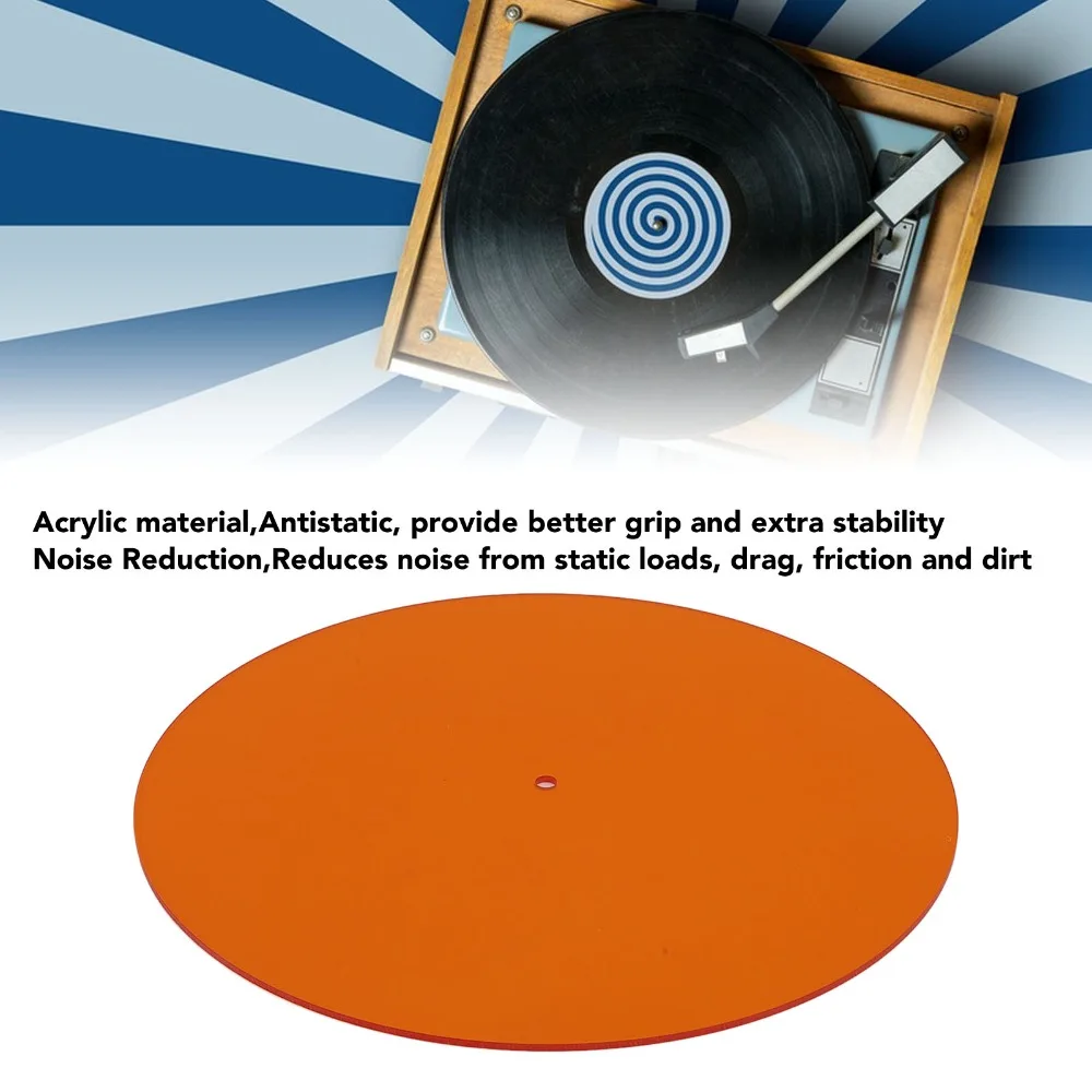 300*3mm Acrylic Turntable Mat Anti Static Reduce Noise Record Player Mat Improved Sound Quality for LP Records 12in