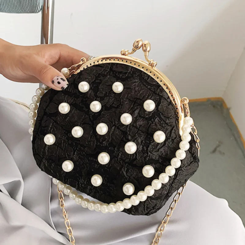 

Pearl Shell Bags for Women 2024 New High Quality Luxury Handbag Chain Cute Small Purse Fashion Party Evening Shoulder Bag Woman