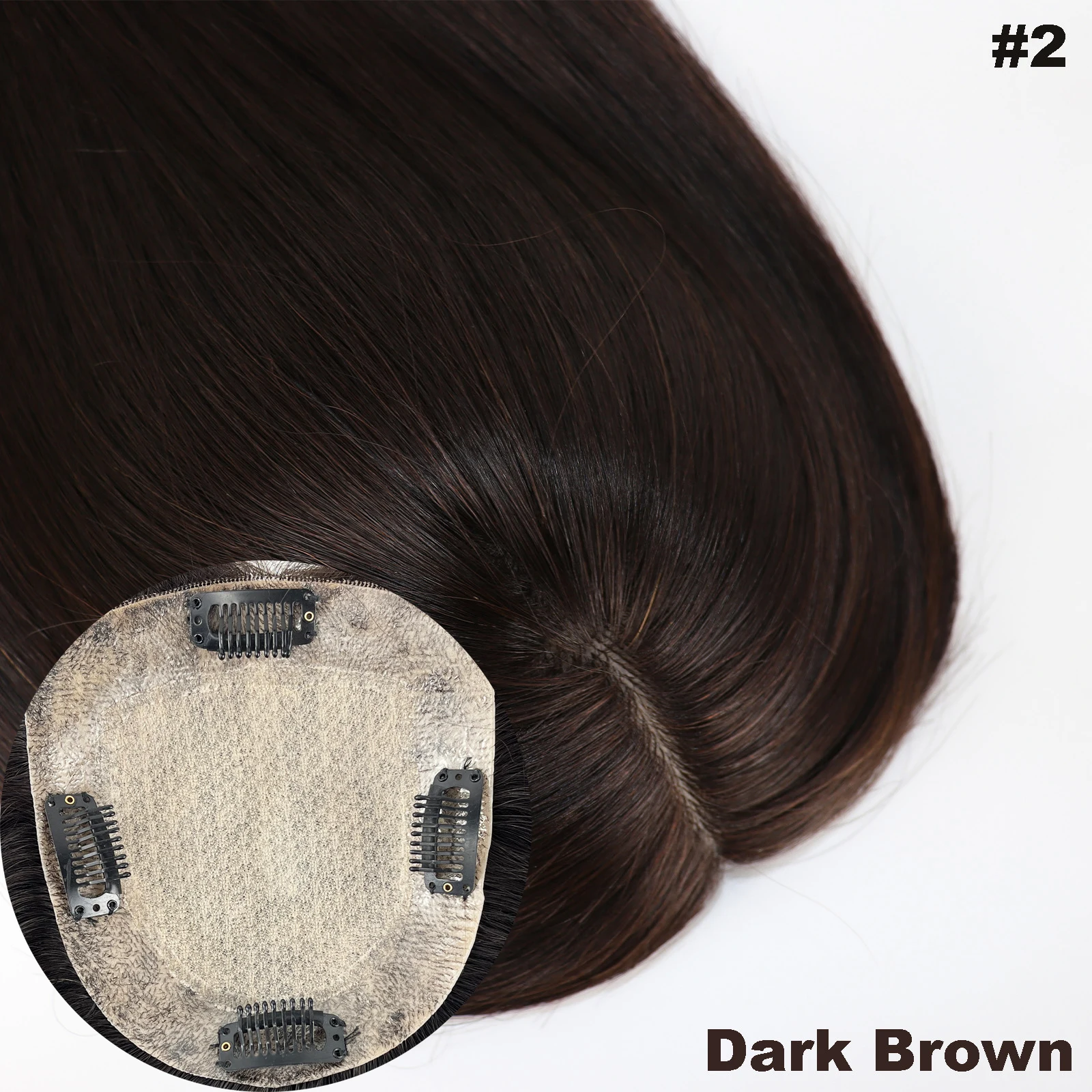 150% Dichtheid Zijden Basis Topper met PU Rond Dubbelgetrokken Echt Remy Menselijk Haar Toupetje voor Vrouwen 6x6" Zijden Top Haarstukjes
