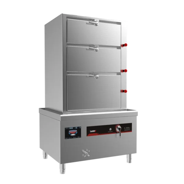 3-Layer commercial induction seafood steamer for restaurant kitchen canteen