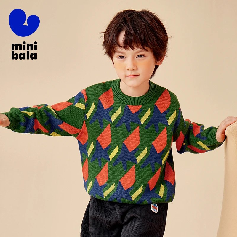 

Mini Balabala Sweater Kids Boys and Girls Family Matching Knit Pullover 2025 Autumn New Arrival