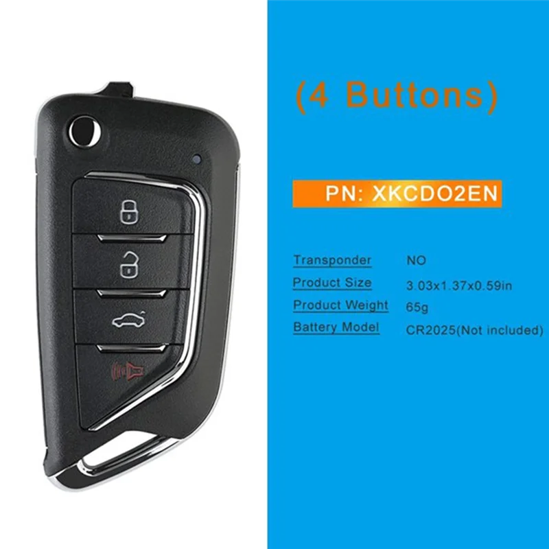 Para cadillac estilo 4 botões universal fio remoto chave fob-para xhorse xkcd02en, para ferramentas chave vvdi