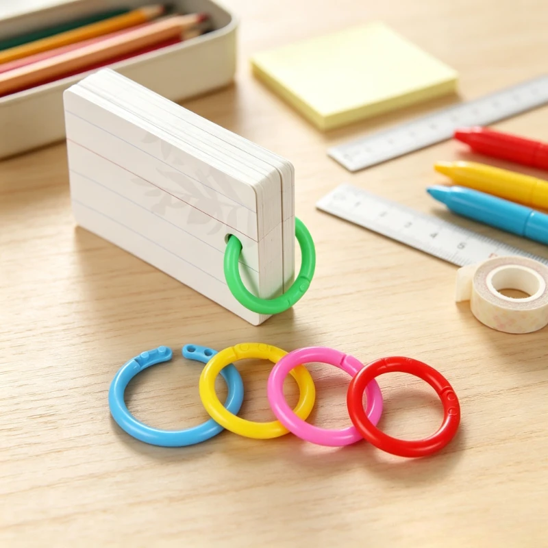 50pcs Double-Button Loose-leaf Binder Ring Hole Puncher Buckle Ring Notebook Binder Plastic Ring For Notebook Office Asseccories