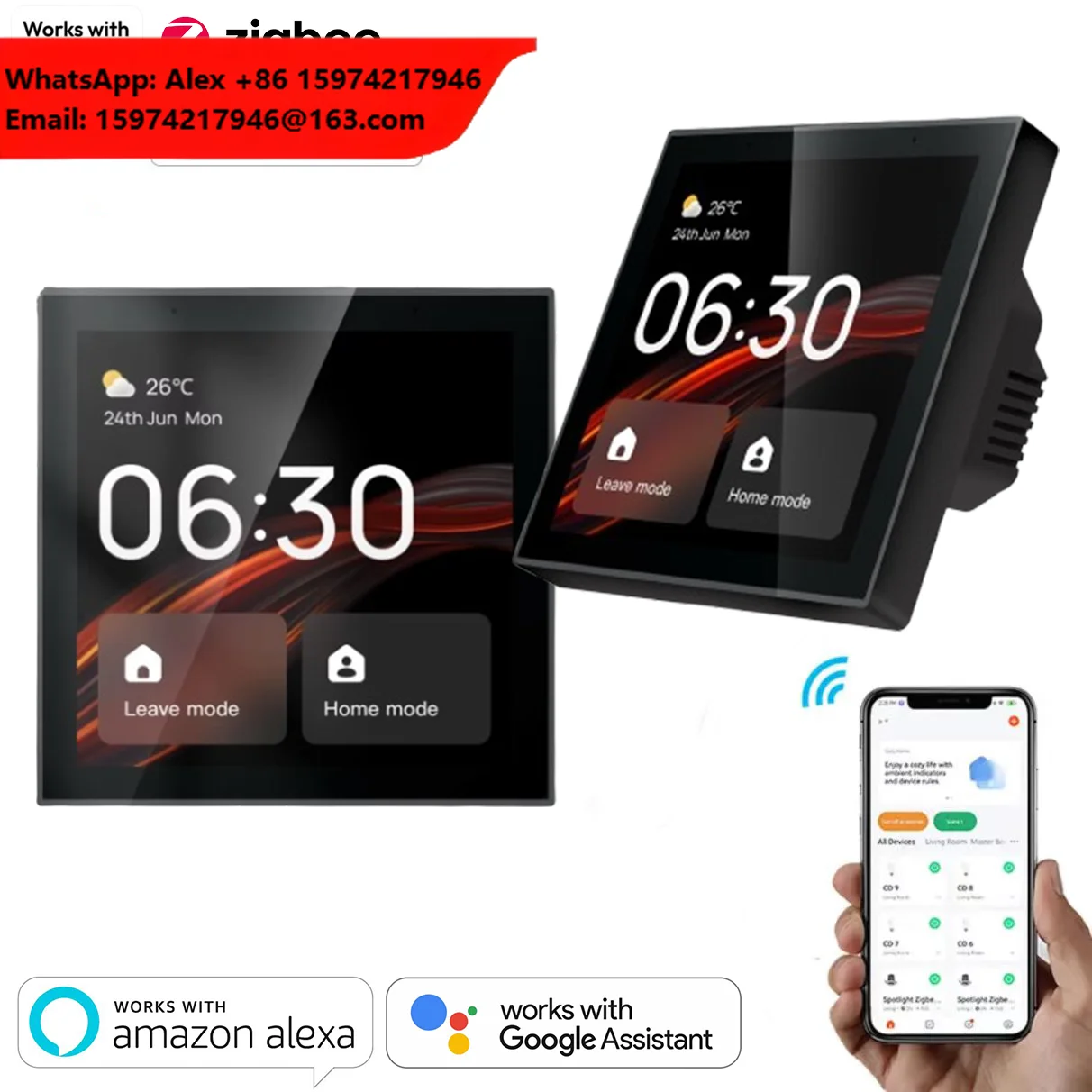 Tuya Smart Home System Automation WiFi Central Control Panel Built-in Zigbee Gateway Alexa Voice Control Touch Wall Switches