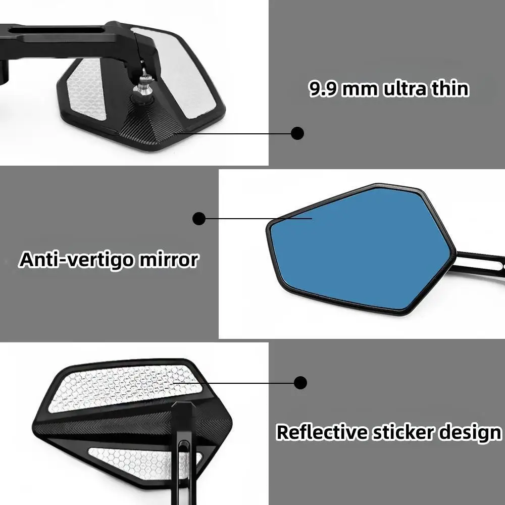 1 Pair Rearview Mirrors Adjustable With Blue Glass For Motorcycle CNC Universal Scooter Bar End Handlebar Rear View Mirror