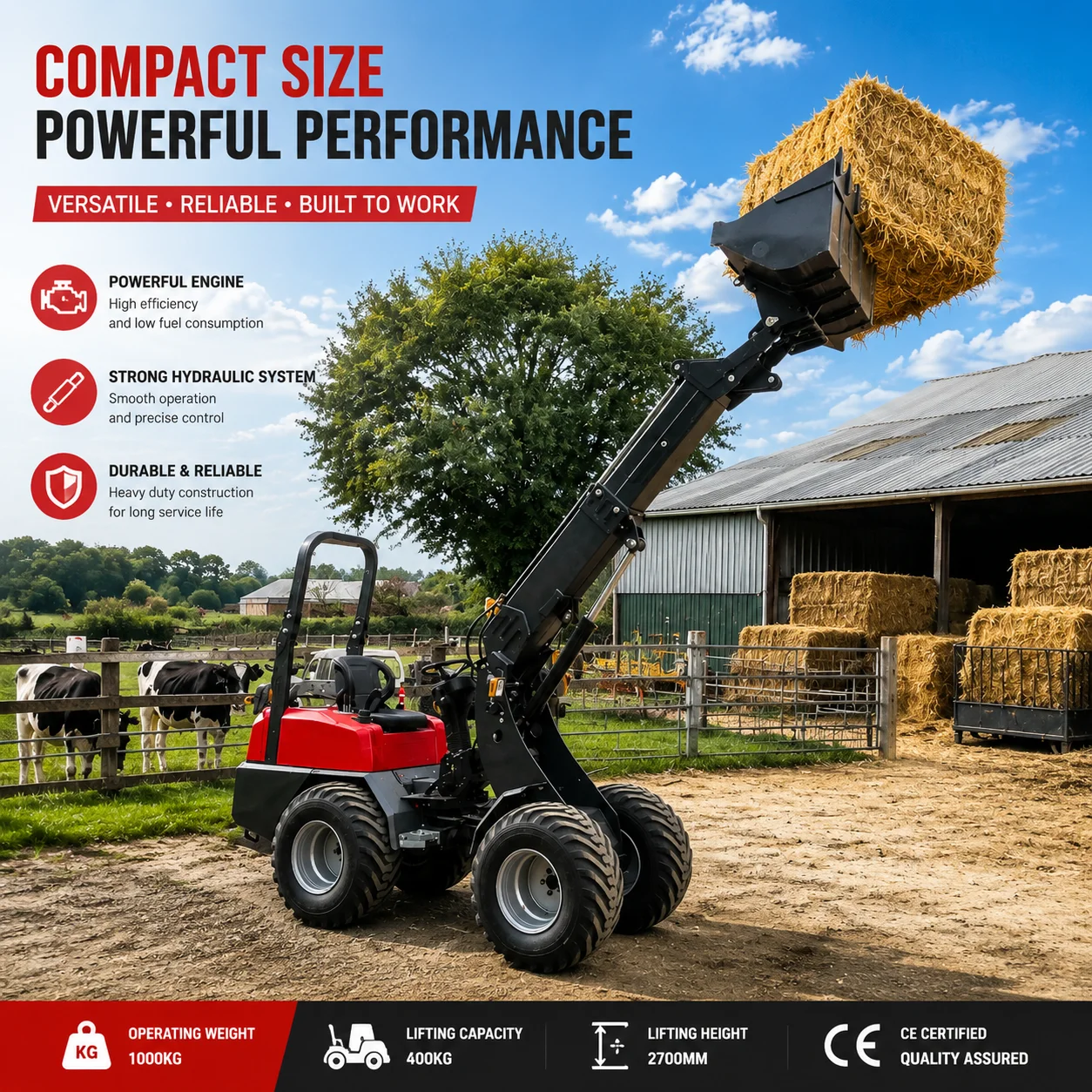 Mini Telescopic Front End Loader Compact Wheel Loader Hydraulic Machine for Farm Construction Work