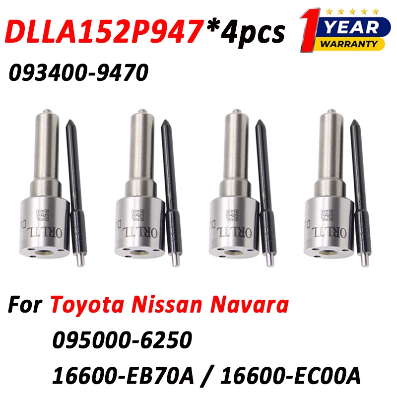 4pcs DLLA152P947 Diesel Fuel Injector 095000-6250 Nozzle DLLA 152 P 947 for Toyota Nissan Navara 16600-EB70A 16600-EC00A